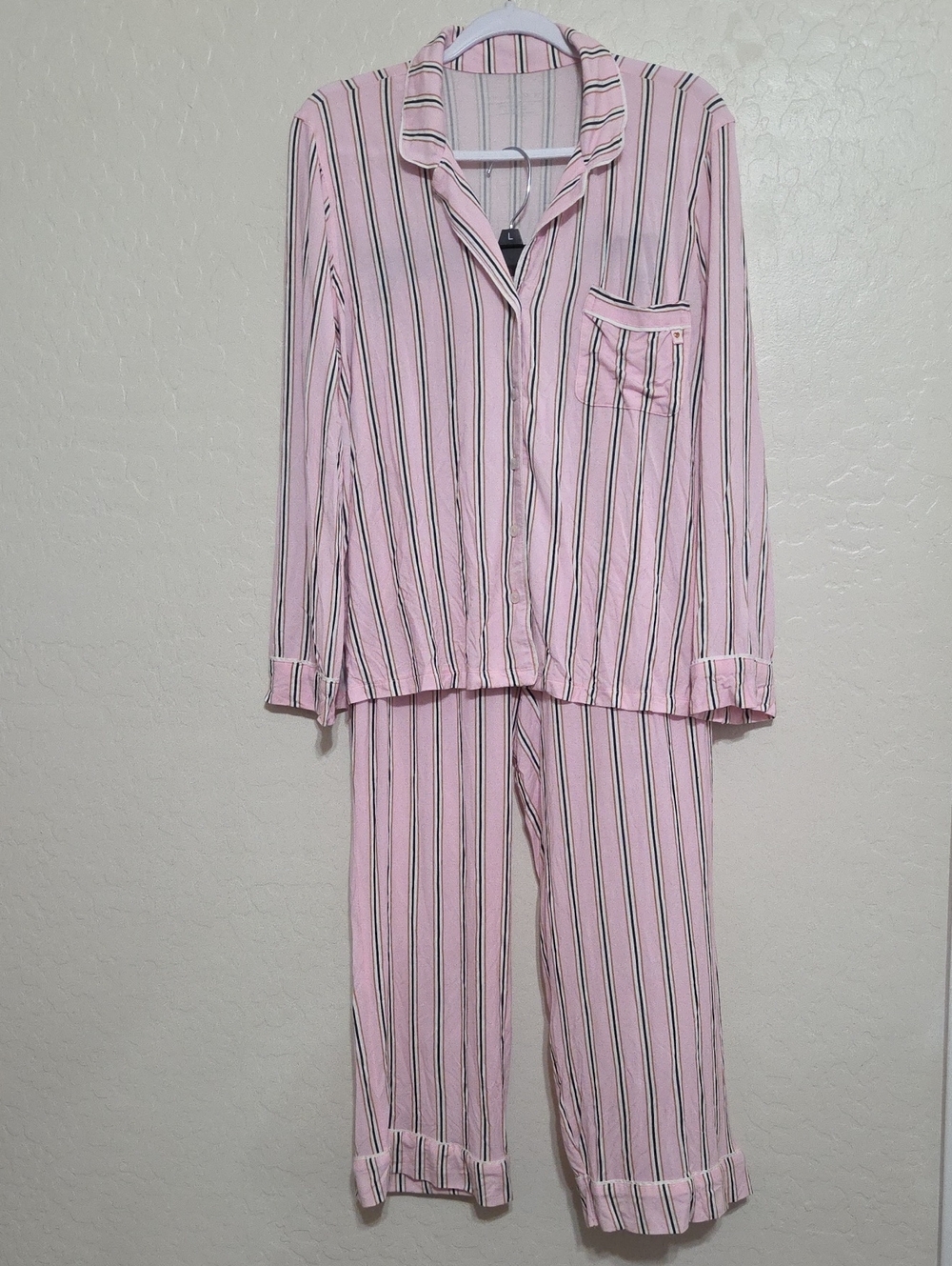 Victoria's Secret Pink and Black Striped Pajama Set